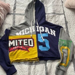 Good condition color block cropped hoodie.